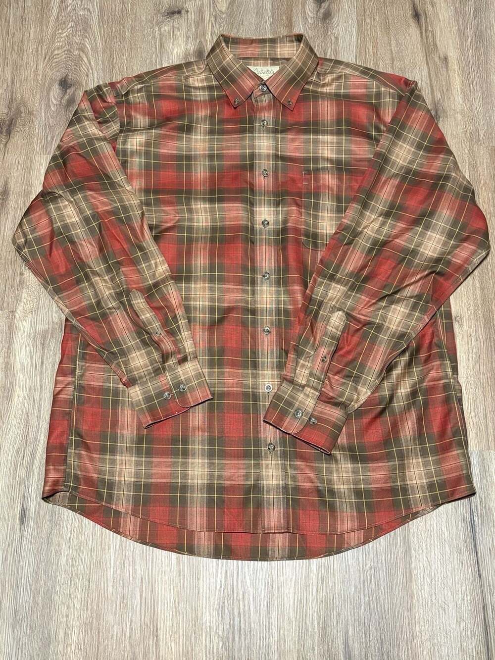 Cabela's Outfitter Men’s Series Long Sleeve Plaid Button-Down Shirt L Tall
